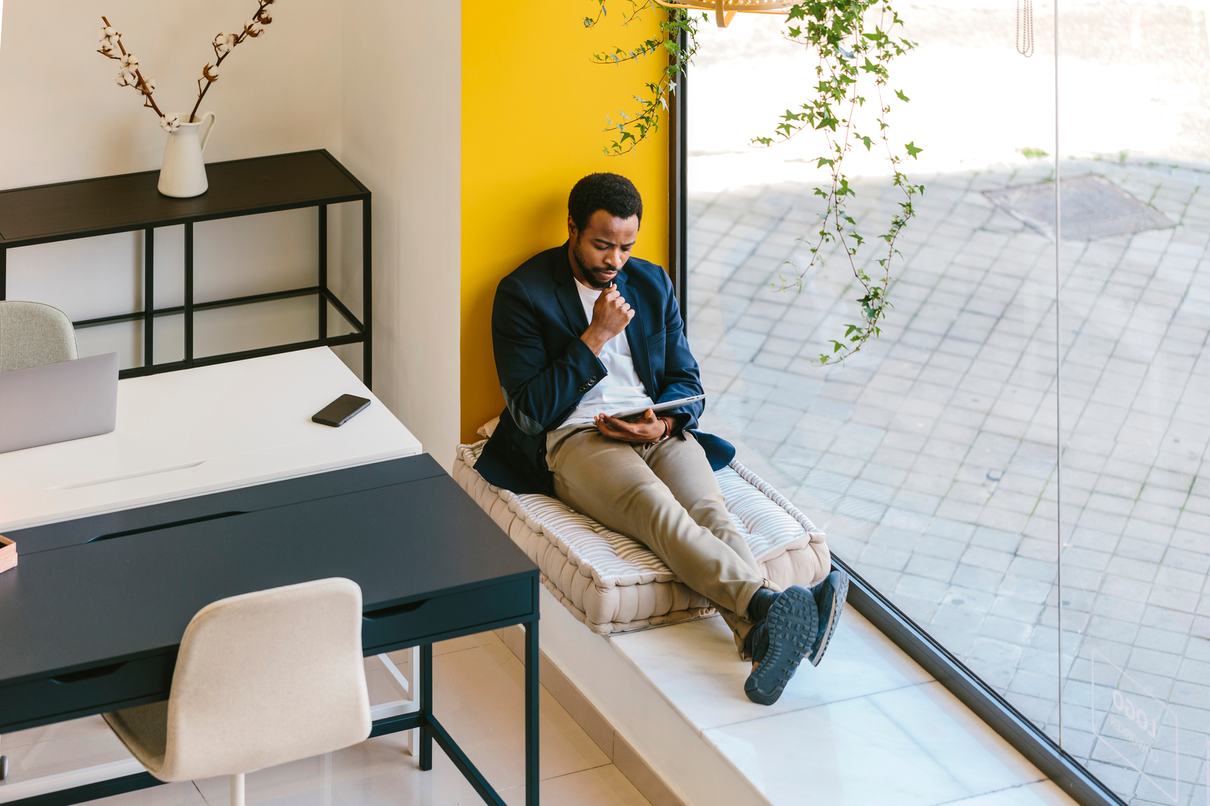 a person sitting on a chair