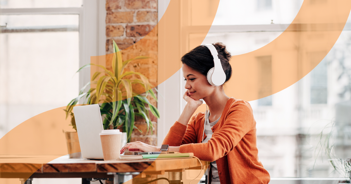 a woman wearing headphones